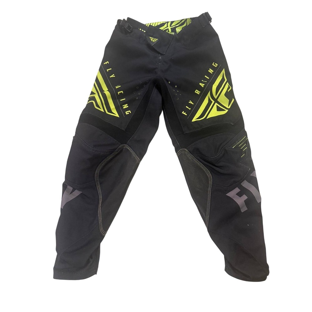FLY Racing Kinetic Motocross Pants Size 28 Black Hi-Vis Yellow Dirt Bike MX ATV